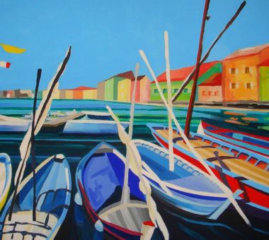 Łodzie-z-Saint-Tropez-akryl-na-płótnie-70-x-100-cm-JULIKA-2017
