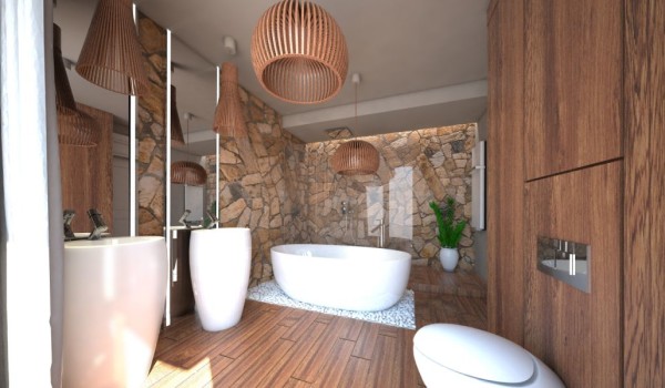 Wizualizacja fotorealistyczna łazienki w stylu SPA